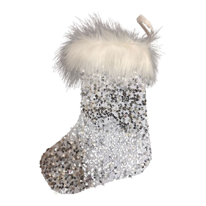 Sequin Stocking: 24.5cm (L) x 21cm (W) | Silver