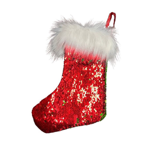 Sequin Stocking: 24.5cm (L) x 21cm (W) | Red | Green