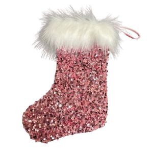 Sequin Stocking: 24.5cm (L) x 21cmn (W)  | Pink