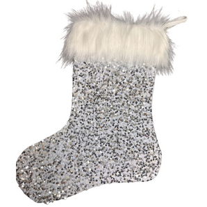 Sequin Stocking: 37cm (L) x 35.5 (W) | Silver