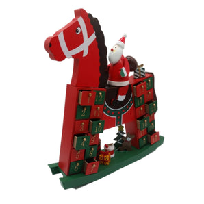 Advent calendar: 40cm(L) x 36cm(W) | Red | Wooden horse