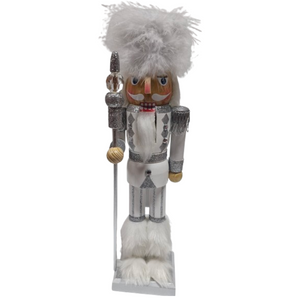 Nutcracker: 35cm | White | With Staff