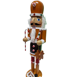 Nutcracker: 38cm | Gingerbread man holding candy cane staff