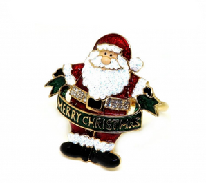 Napkin ring: Santa holding banner