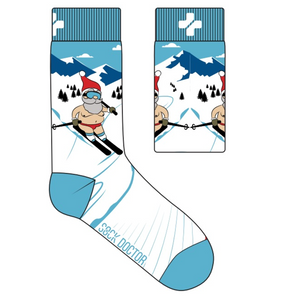 Cotton Sock: Santa Skiing