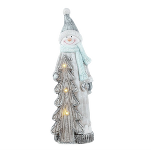 Resin with Lights: Snowman with tree