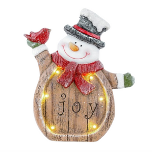 Resin with Lights: Snowman with Red scarf