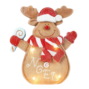 Resin with Lights: Reindeer with candy cane