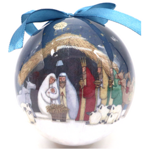 Decorative Bauble: 8cm | Warm White | Nativity Scene