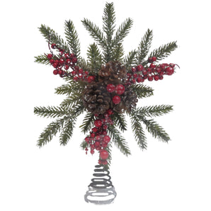 Tree topper: 32cm(H) x 22cm(W) | Branches & Berries | Green & Red