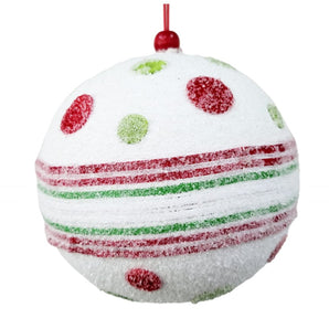 Ball: 12cm | White with Horizontal stripes & dots