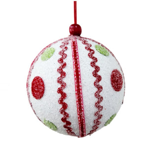 Ball: 12cm | White with Vertical stripes & dots