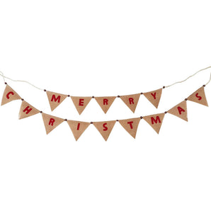 Banner: 152cm | Hessian banner with Red Merry Christmas