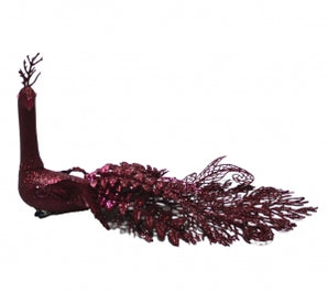 Peacock clip: 17cm(H) x 37cm(L) | Burgundy