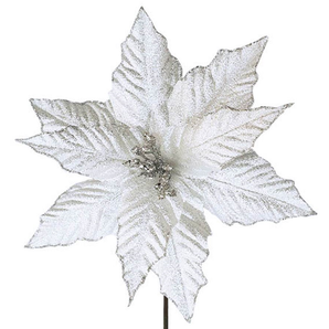 Poinsettias: 28cm | Silver | 5 pack