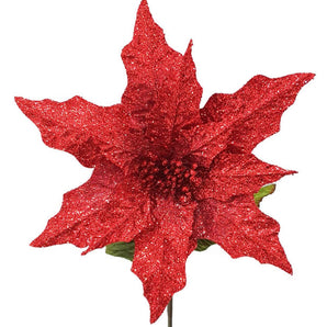 Poinsettia : 35cm | Rooi Glitter 