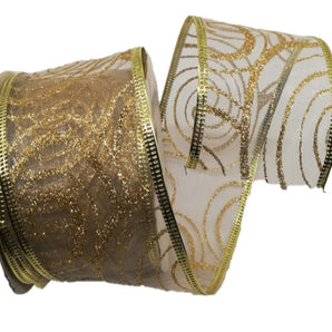 Ribbon: 2.7m (L) x 6cm (W) | Gold glitter spiral