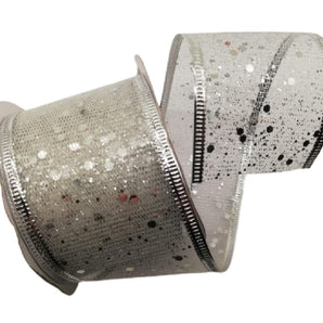 Ribbon: 2.7m(L) x 5cm (W) | Silver mesh with dots