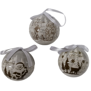 Bauble Decoupage set: 7.5cm | White with Scences