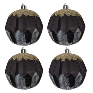 Bauble PVC: 10cm | Black with Gold & Silver glitter Decorative