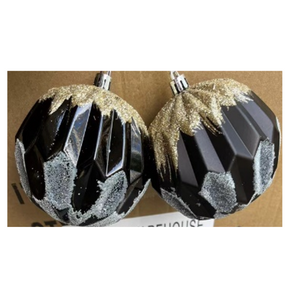 Bauble PVC: 10cm | Black with Gold & Silver glitter Decorative