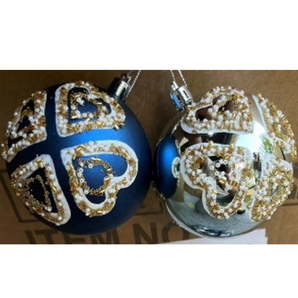 Bauble PVC: 8cm | Blue & Silver Decorative