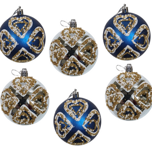 Bauble PVC: 8cm | Blue & Silver Decorative