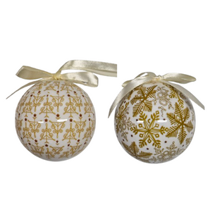 Bauble Decoupage set: 7.5cm | White & Gold