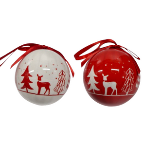 Bauble Decoupage set: 7.5cm | White & Red