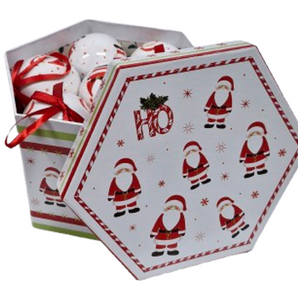 Bauble Decoupage set: 7.5cm | White with Santa