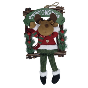 Soft toy: 47cm(L) x 26cm(W)  | Reindeer sitting on Merry Christmas banner