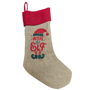 Hessian Stocking: 50cm (L) x 20cm(W) | What the Elf