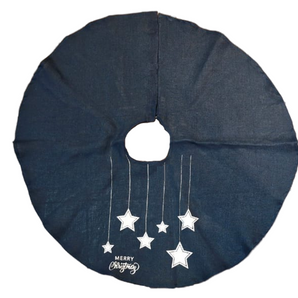 Tree Skirt: Navy with 6 Silver stars | 120cm