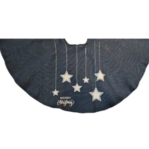 Tree Skirt: Navy with Silver 6 stars | 90cm