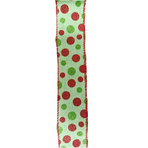 Ribbon: 2.7m (L) x 6.3cm (W) | Green with dots