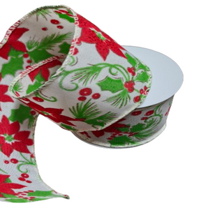 Ribbon: 2.7m (L) x 6.3cm (W) | Poinsettias