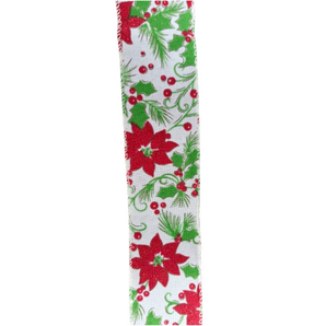 Ribbon: 2.7m (L) x 6.3cm (W) | Poinsettias