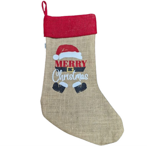 Hessian Stocking: 50cm (L) x 20cm (W) | Merry Chrismas