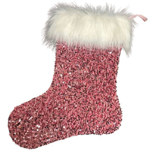 Sequin Stocking: 37cm (L) x 35.5 (W) | Pink