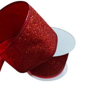 Ribbon: 2.7m (L) x 6.3cm (W) | Red glitter