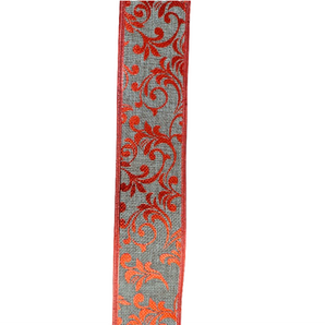 Ribbon: 2.7m (L) x 6.3cm (W) | Hessian with Red twirl