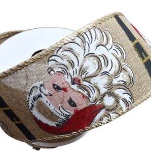 Ribbon: 2.7m (L) x 6.3cm (W) | Hessian Santa face