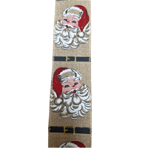 Ribbon: 2.7m (L) x 6.3cm (W) | Hessian Santa face