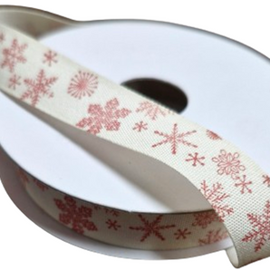 Ribbon: 4.5m (L) x 1.5cm (W) | Red Snowflakes